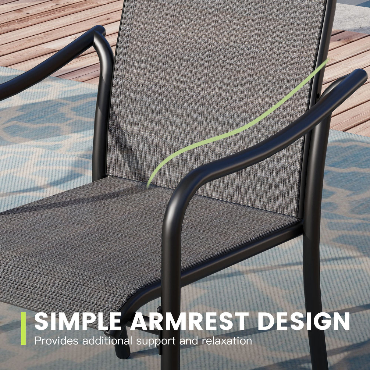 Vicllax Outdoor Stackable High Back Sling Dining Chair, Set of 2/4/6/8