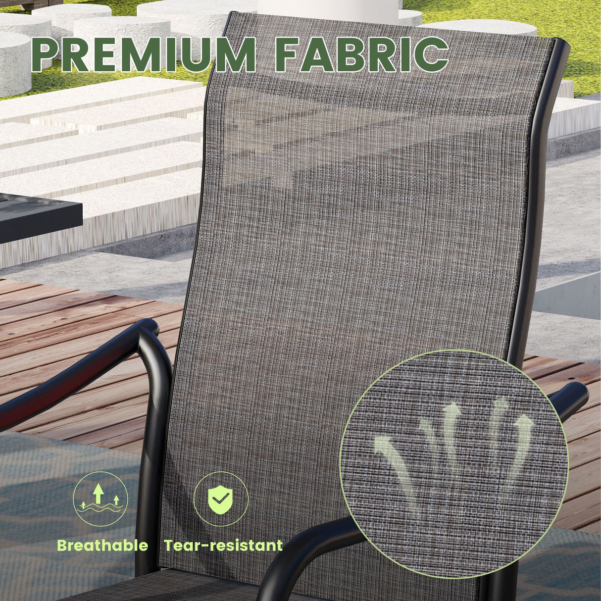 Vicllax Outdoor Stackable High Back Sling Dining Chair, Set of 2/4/6/8