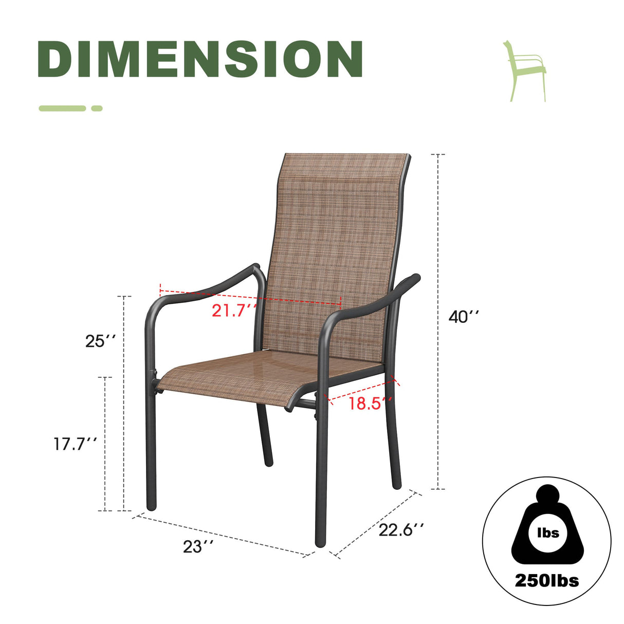 Vicllax 5 Pcs Outdoor Dining Set with 40.6" Round Metal Table and High Back Stackable Chair