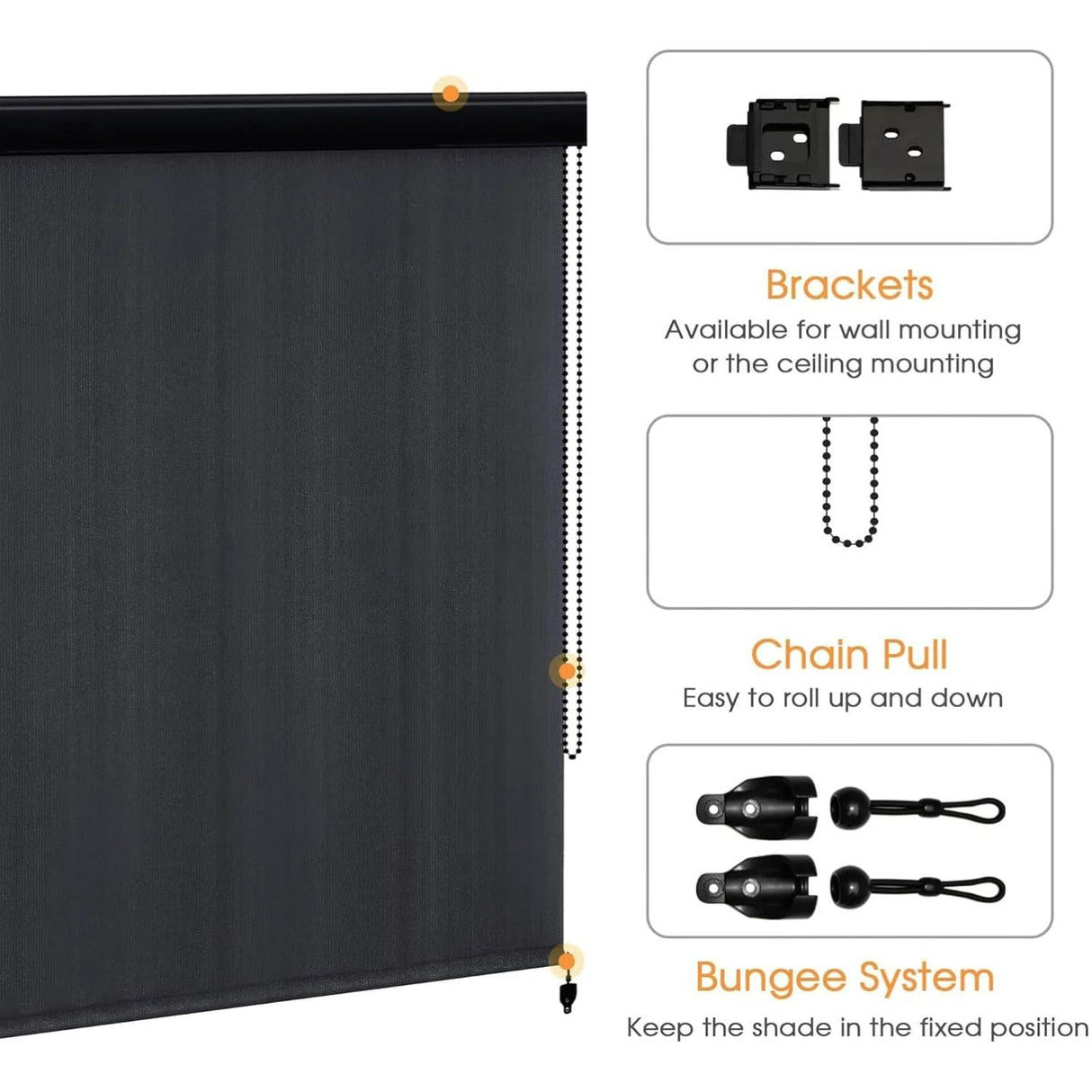 Vicllax Roller Shade, Patio Roll Up Sun Blocking Roller Shade with Aluminum Valance