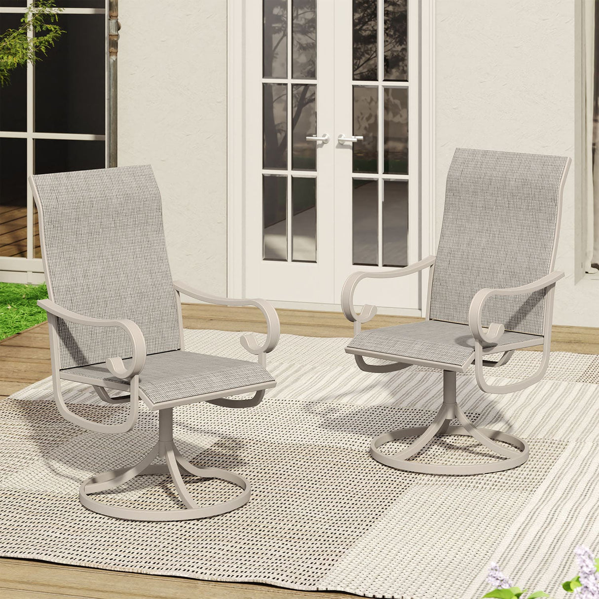 Vicllax Patio Swivel Chairs Set of 2/4/6, Outdoor Textilene Swivel Dining Chair