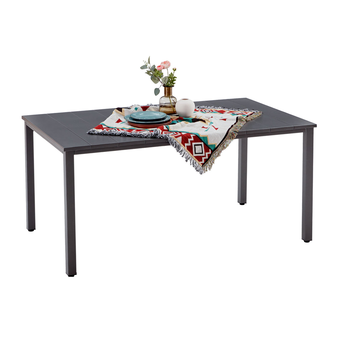 Vicllax Outdoor Patio Metal Dining Table for 4/6