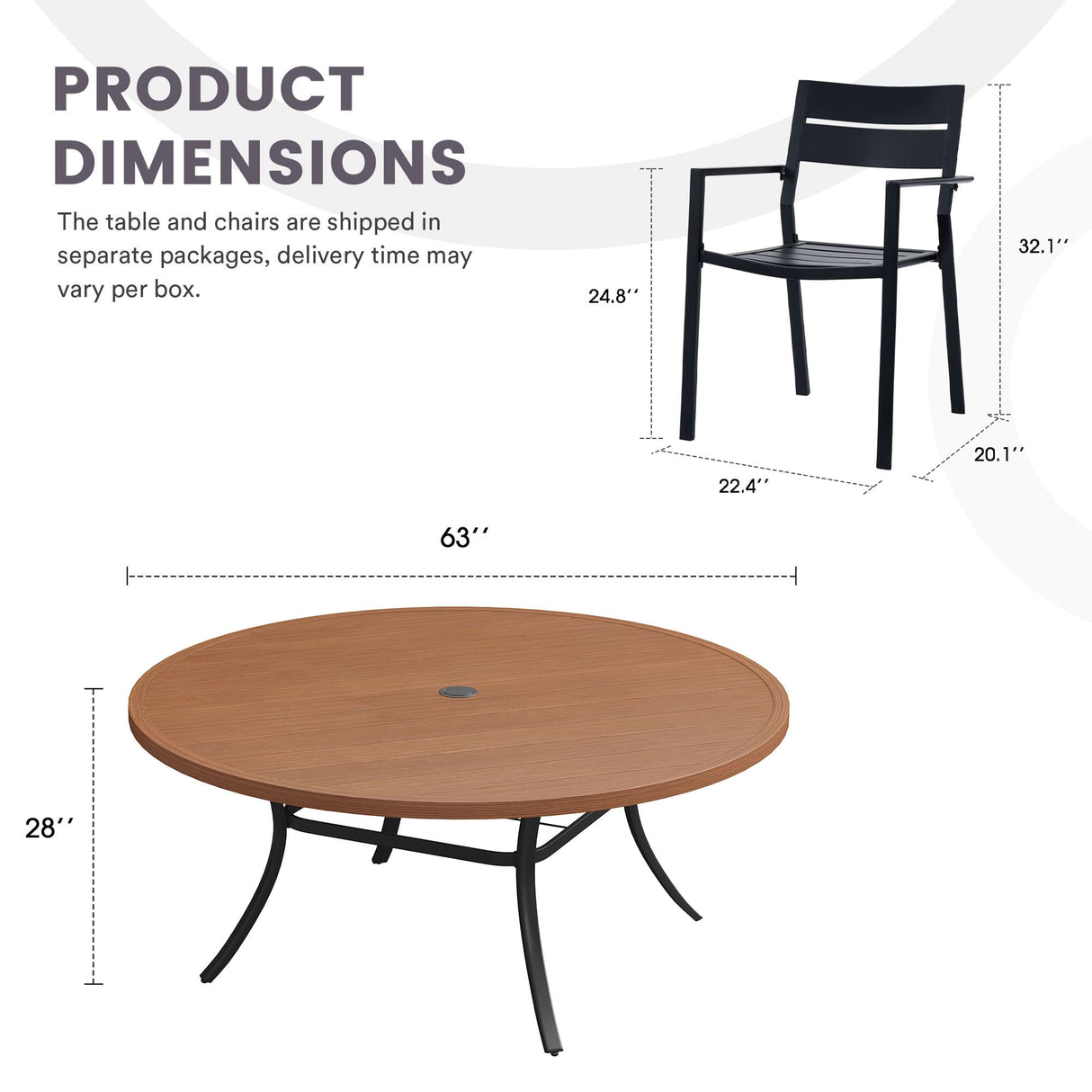 Vicllax Mesa redonda para patio de 42" con estante de almacenamiento y orificio para sombrilla ajustable