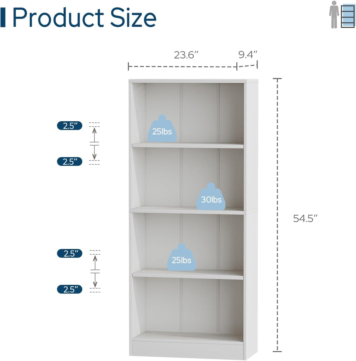 Vicllax Librería de Madera, Estantería Abierta Ajustable en Altura de 4/5 Estantes para Oficina en casa