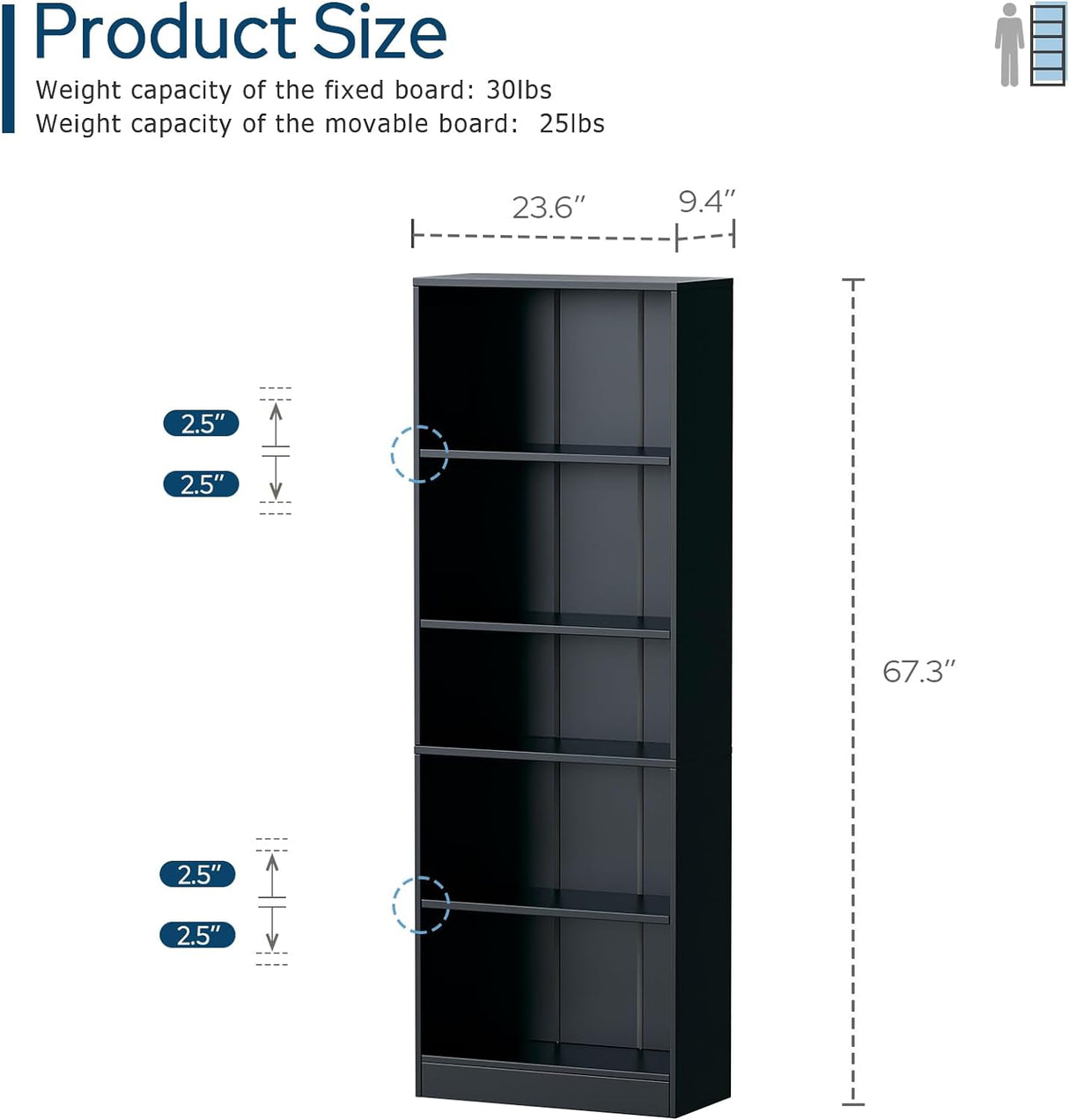 Vicllax Librería de Madera, Estantería Abierta Ajustable en Altura de 4/5 Estantes para Oficina en casa