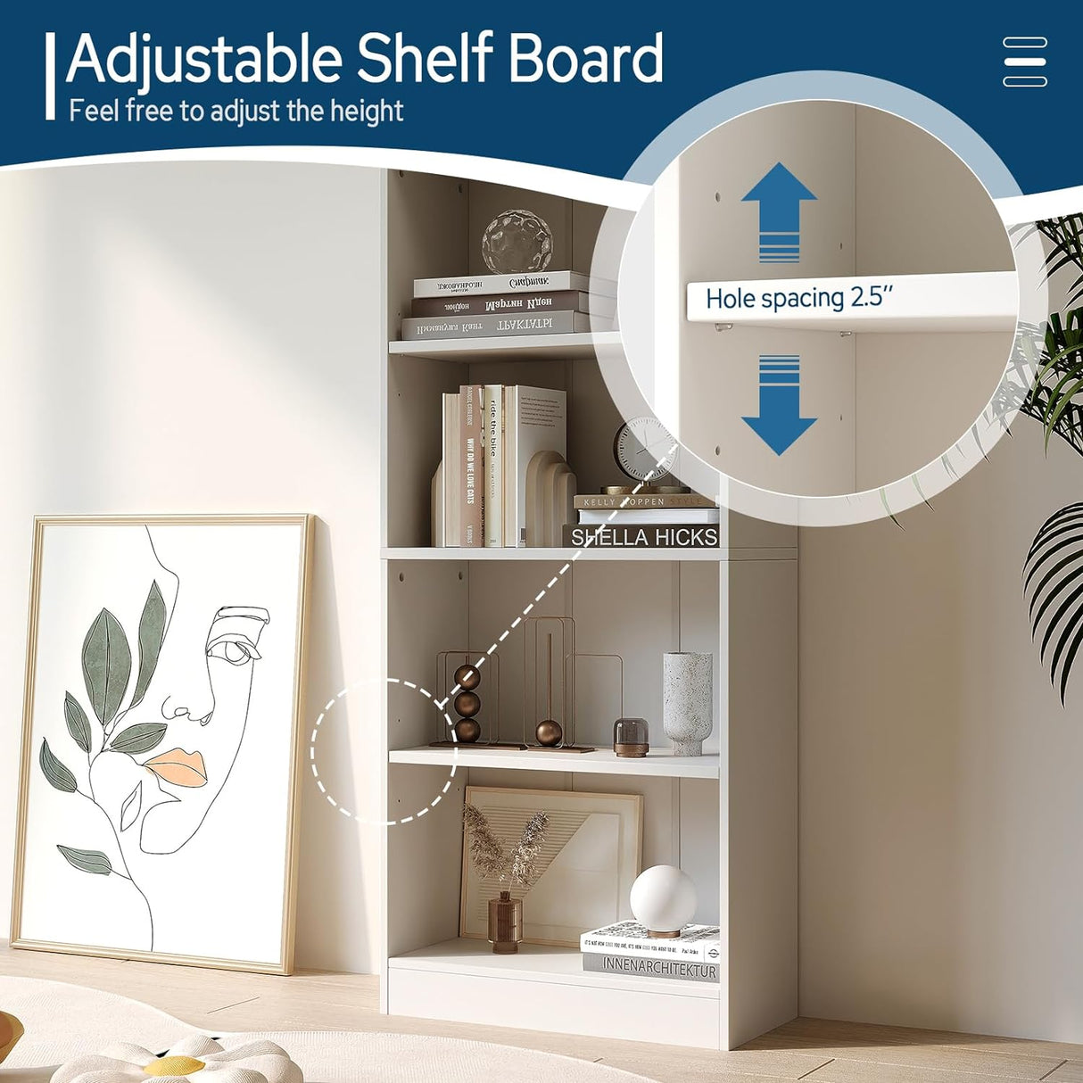 Vicllax Librería de Madera, Estantería Abierta Ajustable en Altura de 4/5 Estantes para Oficina en casa