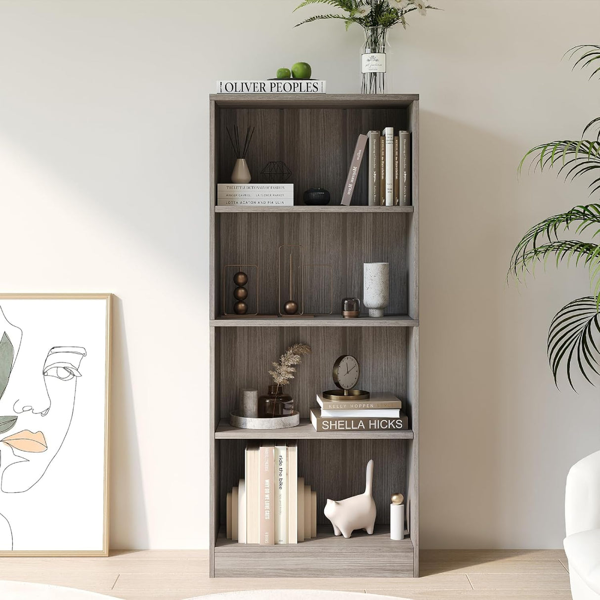 Vicllax Librería de Madera, Estantería Abierta Ajustable en Altura de 4/5 Estantes para Oficina en casa