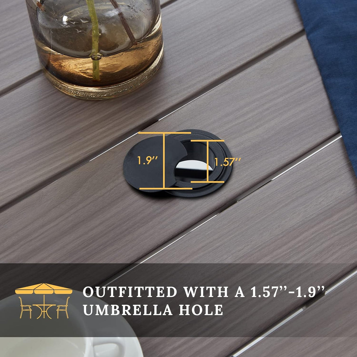 Vicllax 5-Piece Patio Dining Set, 42" Patio Round Table and Outdoor Wicker Chairs