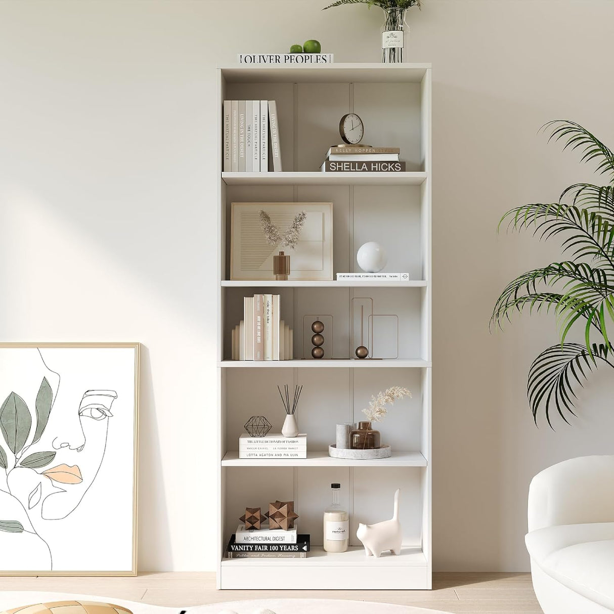 Vicllax Librería de Madera, Estantería Abierta Ajustable en Altura de 4/5 Estantes para Oficina en casa