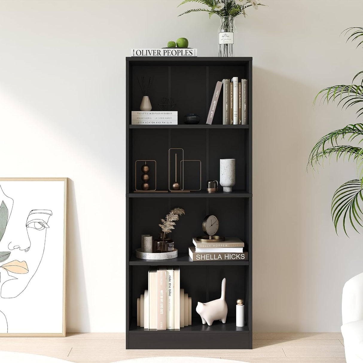 Vicllax Librería de Madera, Estantería Abierta Ajustable en Altura de 4/5 Estantes para Oficina en casa