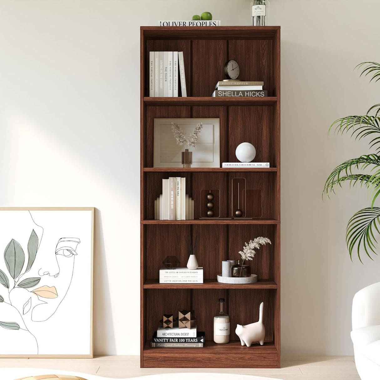 Vicllax Librería de Madera, Estantería Abierta Ajustable en Altura de 4/5 Estantes para Oficina en casa