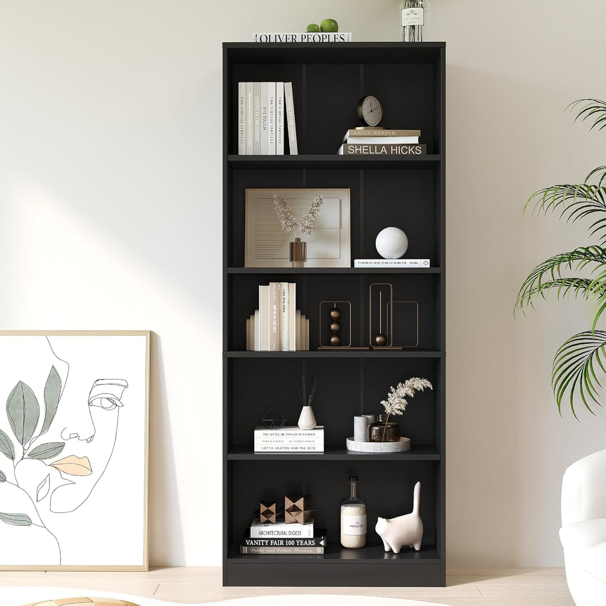 Vicllax Librería de Madera, Estantería Abierta Ajustable en Altura de 4/5 Estantes para Oficina en casa