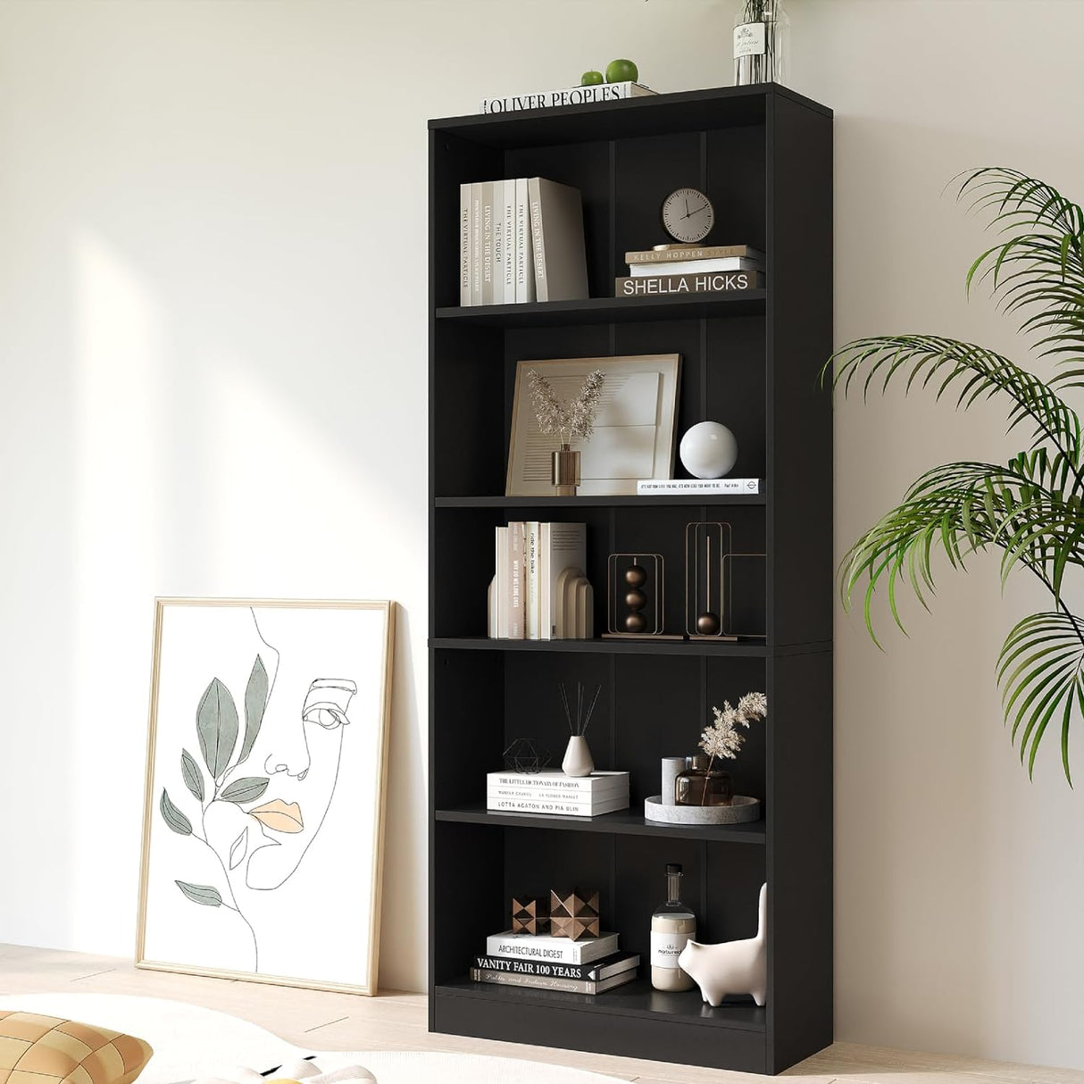 Vicllax Librería de Madera, Estantería Abierta Ajustable en Altura de 4/5 Estantes para Oficina en casa