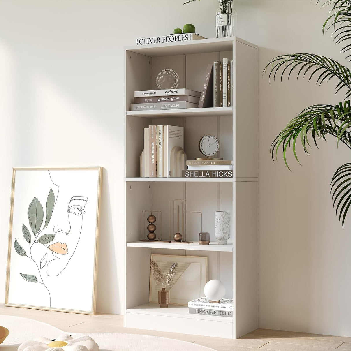 Vicllax Librería de Madera, Estantería Abierta Ajustable en Altura de 4/5 Estantes para Oficina en casa