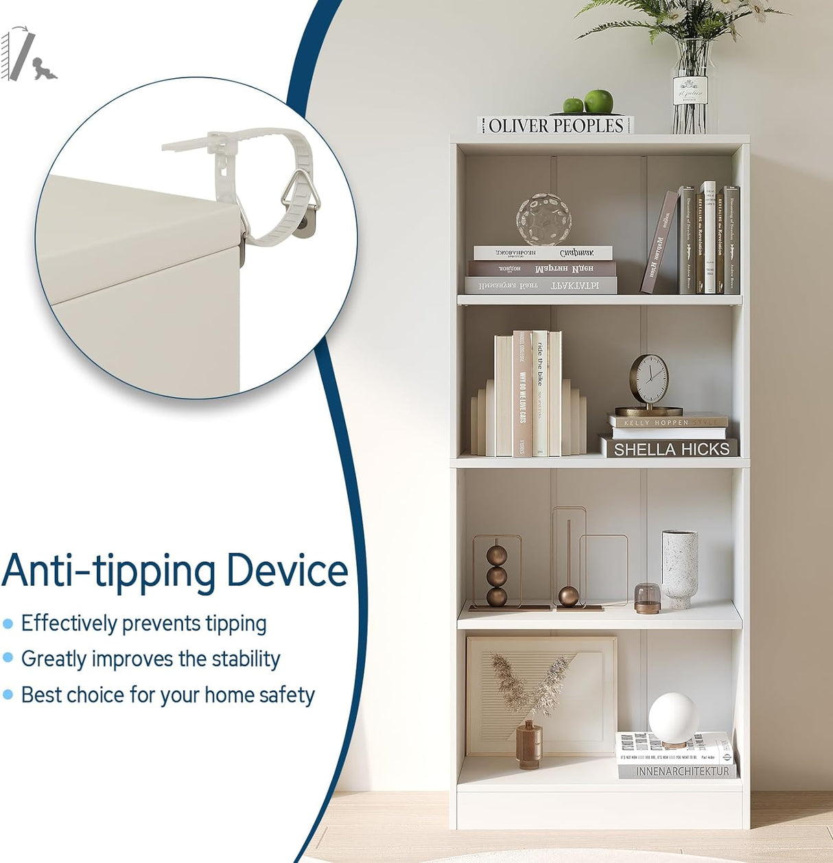 Vicllax Librería de Madera, Estantería Abierta Ajustable en Altura de 4/5 Estantes para Oficina en casa