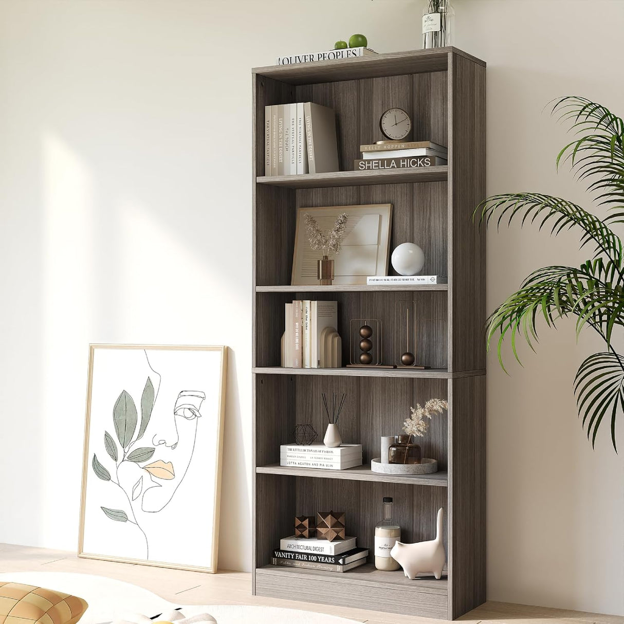 Vicllax Librería de Madera, Estantería Abierta Ajustable en Altura de 4/5 Estantes para Oficina en casa