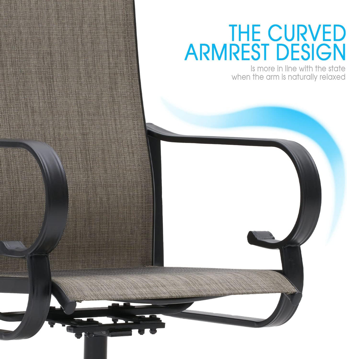 Vicllax Outdoor Swivel Dining Chairs, Patio Chair with Round Armrests, Set of 2/4/6