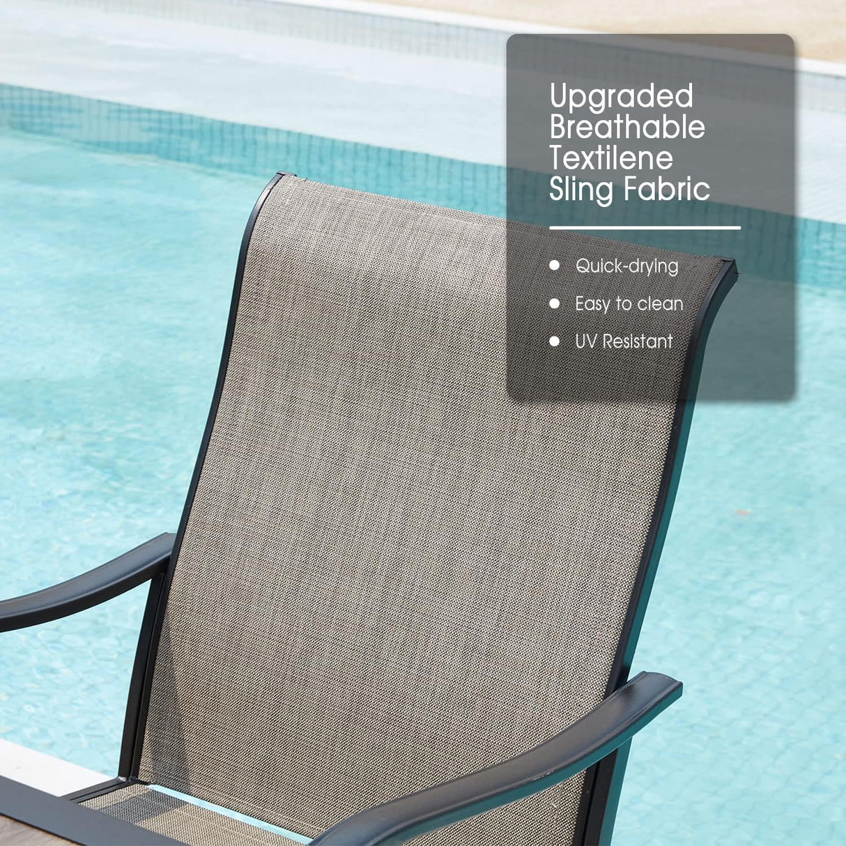 Vicllax Outdoor Swivel Dining Chairs, Patio Chair with Round Armrests, Set of 2/4/6