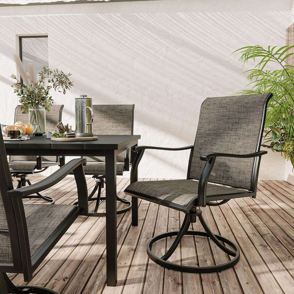 Vicllax 7-Piece Patio Dining Set, Patio Swivel Chairs and 63‘’ Outdoor Dining Table