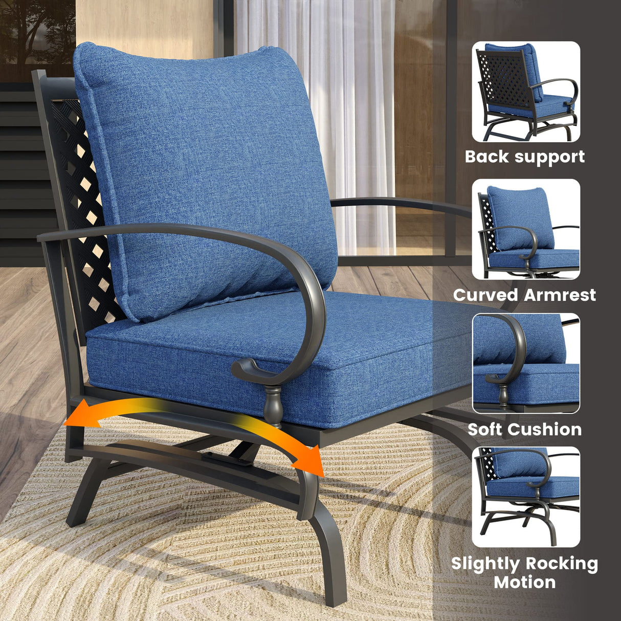 Vicllax Patio Conversation Set with Cushioned Sofa Chairs, Ottomans and Coffee Table(Beige or Navy Blue)