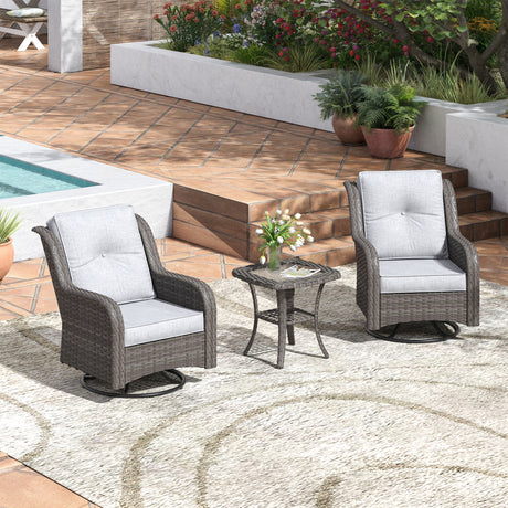 Vicllax Patio Wicker Oasis Lounge Sofa, Swivel Chair with Side Table