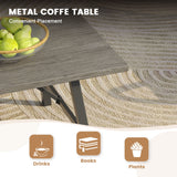 Vicllax Patio Conversation Set with Cushioned Sofa Chairs, Ottomans and Coffee Table(Beige or Navy Blue)