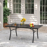 VICLLAX Patio 9 Pieces Outdoor Dining Set, 70.9" Rectangular Metal Dining Table and Stackable Sling Dining Chair with Armrest