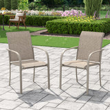 Vicllax 5 PCS Patio Dining Set, Outdoor Square Metal Table and Stackable Chair Set