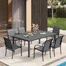 Vicllax 7 Pieces Outdoor Dining Set with Metal Rectangular Table and Stackable Sling Chair