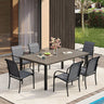 Vicllax 7 Pieces Outdoor Dining Set with Metal Rectangular Table and Stackable Sling Chair