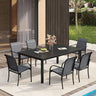 Vicllax 7 Pieces Outdoor Dining Set with Metal Rectangular Table and Stackable Sling Chair