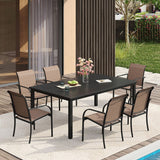 Vicllax 7 Pieces Outdoor Dining Set with Metal Rectangular Table and Stackable Sling Chair