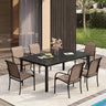 Vicllax 7 Pieces Outdoor Dining Set with Metal Rectangular Table and Stackable Sling Chair