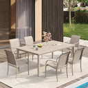 Vicllax 7 Pieces Outdoor Dining Set with Metal Rectangular Table and Stackable Sling Chair