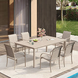 Vicllax 7 Pieces Outdoor Dining Set with Metal Rectangular Table and Stackable Sling Chair