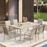 Vicllax 7 Pieces Outdoor Dining Set with Metal Rectangular Table and Stackable Sling Chair