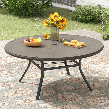 Vicllax Outdoor Round Dining Table, Patio Aluminum Tabletop with Storage Shelf