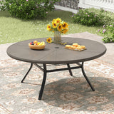 Vicllax Outdoor Round Dining Table, Patio Aluminum Tabletop with Storage Shelf