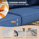 Vicllax Patio Conversation Set with Cushioned Sofa Chairs, Ottomans and Coffee Table(Beige or Navy Blue)