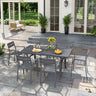 VICLLAX Patio 7 Pieces Outdoor Dining Set, 63" Rectangular Metal Dining Table and 6 Stackable Chairs for Lawn