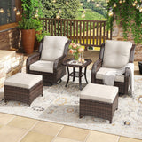 Vicllax Patio Wicker Oasis Lounge Set, Cushioned Sofa Swivel Chairs and Ottomans