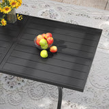 VICLLAX Patio 9 Pieces Outdoor Dining Set, 70.9" Rectangular Metal Dining Table and Stackable Sling Dining Chair with Armrest