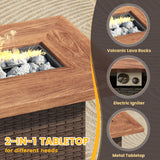 Vicllax Patio Wicker Oasis Lounge Set, 7-Piece Outdoor Sofa Set with Fire Pit Table(Stable Sofa Chair Set)