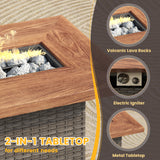 Vicllax Patio Wicker Oasis Lounge Set, 7-Piece Outdoor Sofa Set with Fire Pit Table(Stable Sofa Chair Set)