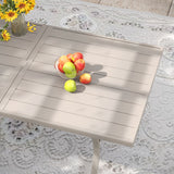 VICLLAX Patio 7 Pieces Outdoor Dining Set, 63" Rectangular Metal Dining Table and Stackable Sling Dining Chair with Armrest