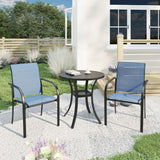 Vicllax 3-Piece Patio Bistro Set, Outdoor Stackable Sling Chairs and Metal Round Table