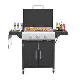 Vicllax 3 Burners Propane Gas Grill with Griddle Plate, 2 in 1 Griddle Grill with Side Burner