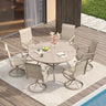 Vicllax 7 Pieces Outdoor Dining Set, 53.1" Metal Round Dining Table and Premium Swivel Chairs