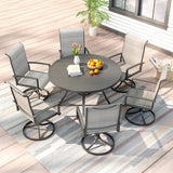 Vicllax 7 Pieces Outdoor Dining Set with 48" Round Dining Table and Swivel Chairs
