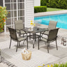 Vicllax 5 Pieces Outdoor Dining Set with Square Table and Padded Stackable Chairs